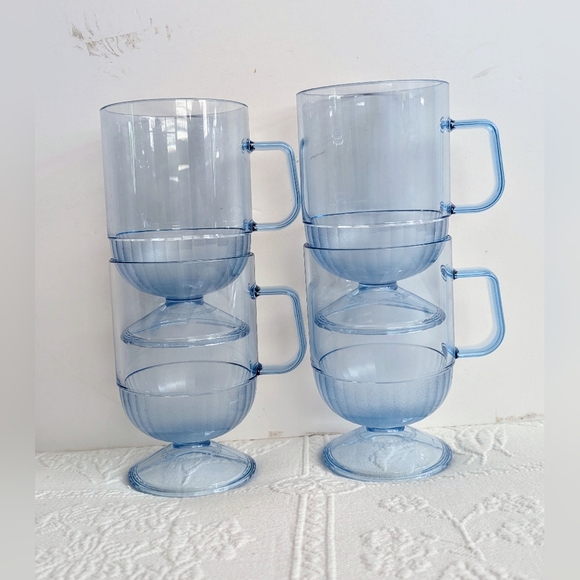 Vtg Rare Tupperware #1633 Preludio Blue Acrylic Serving Tray & 4 Stackab… - Picture 5 of 12